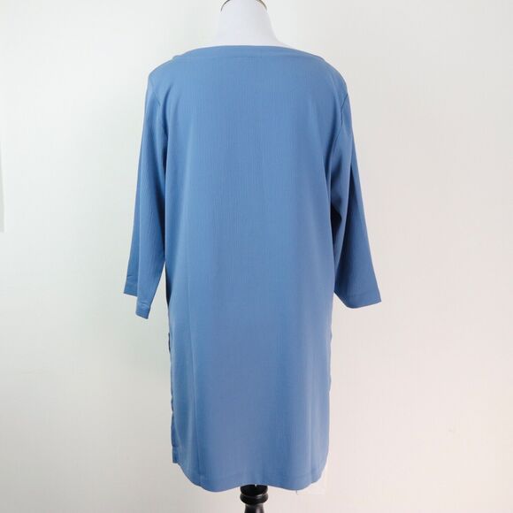 J Jill Size L Wearever Easy Care Boat Neck Tunic Top Moonlit Sky Blue - Picture 5 of 9